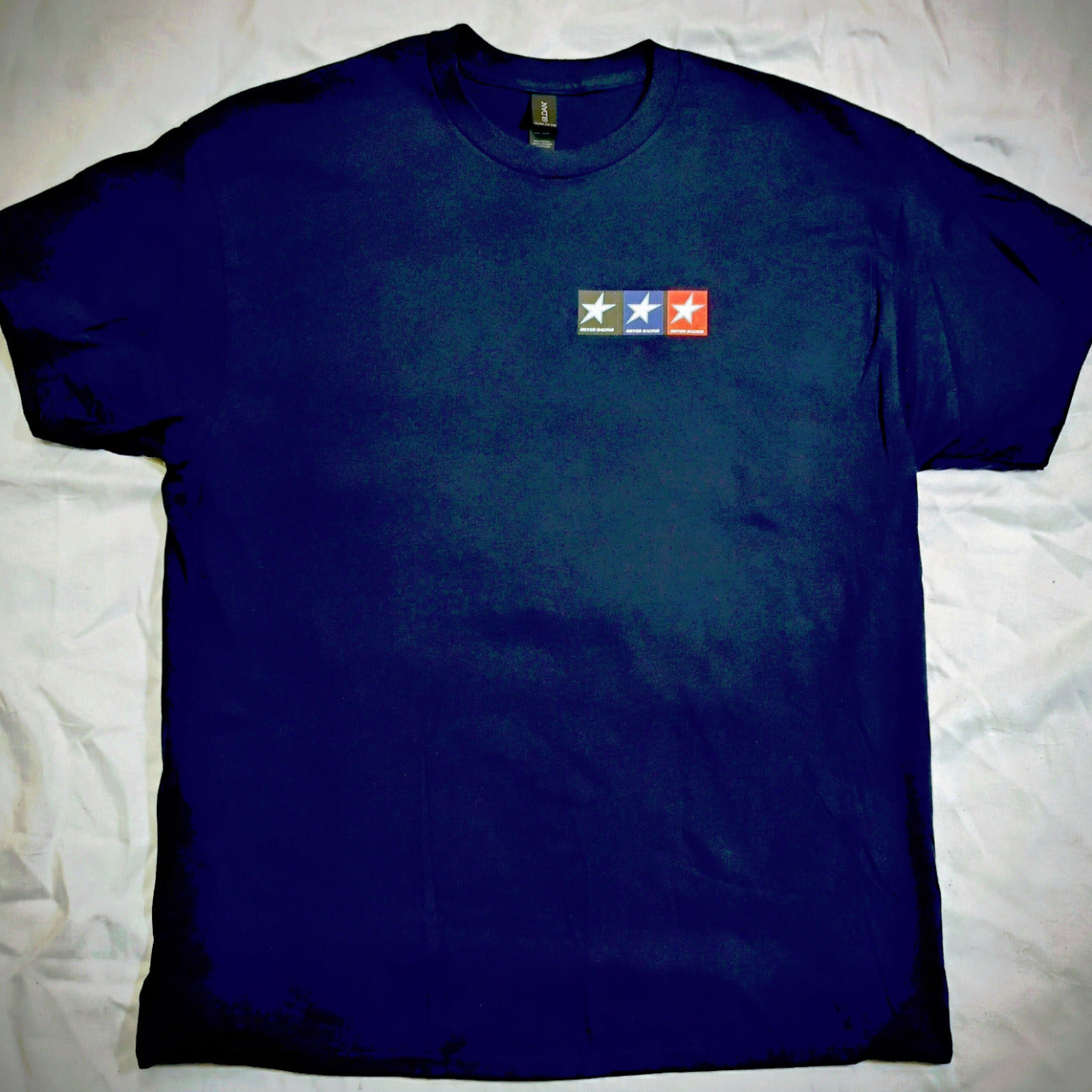 Meyer Racing T Shirt - Star Back Red on Blue