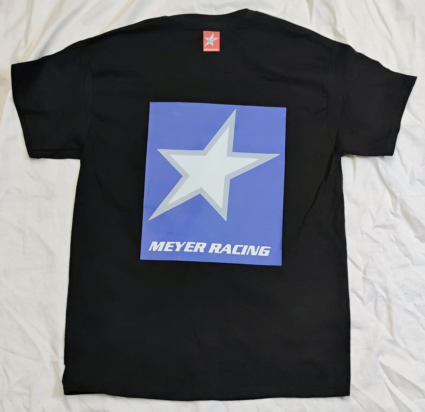 Meyer Racing T Shirt - Star Back Blue on Black
