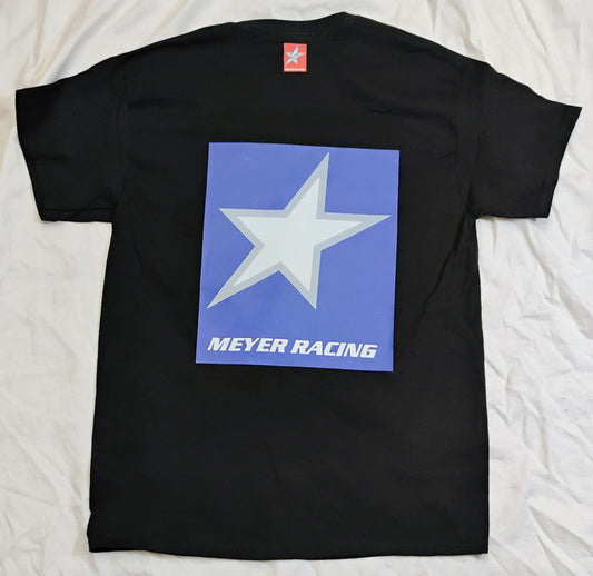 Meyer Racing T Shirt - Star Back Blue on Black